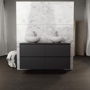 Inda - Mobile bagno L.120 con doppio lavabo in appoggio / Nero opaco 4 cassetti - Rubino