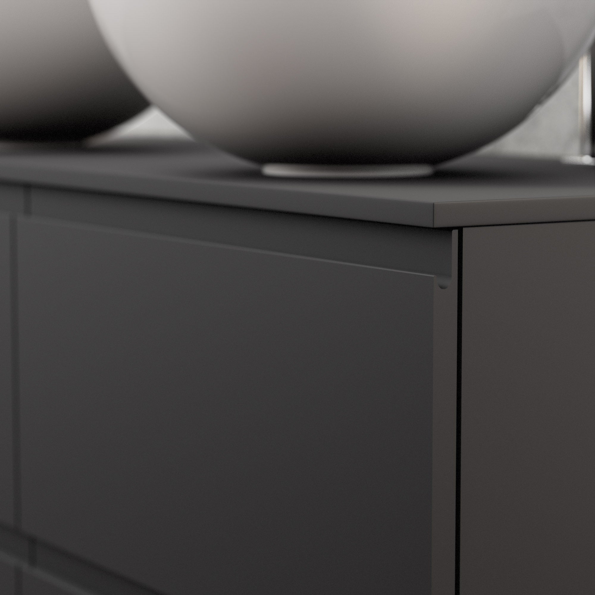 Inda - Mobile bagno L.120 con doppio lavabo in appoggio / Nero opaco 4 cassetti - Rubino