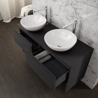 Inda - Mobile bagno L.120 con doppio lavabo in appoggio / Nero opaco 4 cassetti - Rubino