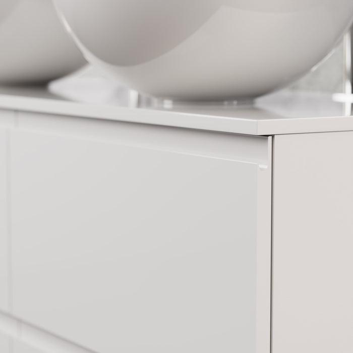 Inda - Mobile bagno L.120 con doppio lavabo in appoggio / Bianco lucido 4 cassetti - Rubino