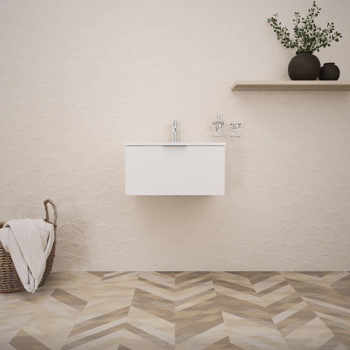 Inda - Mobile bagno L.60 con lavabo lucido / Bianco opaco 1 cassetto - Topazio