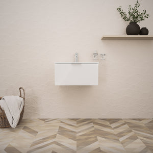 Inda - Mobile bagno L.60 con lavabo lucido / Bianco lucido 1 cassetto - Topazio