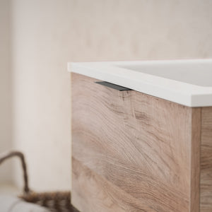 Inda - Mobile bagno L.60 con lavabo lucido / Rovere naturale 1 cassetto - Topazio