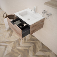 Inda - Mobile bagno L.60 con lavabo lucido / Rovere naturale 1 cassetto - Topazio