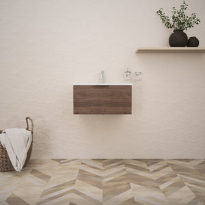 Inda - Mobile bagno L.60 con lavabo lucido / Rovere castano 1 cassetto - Topazio