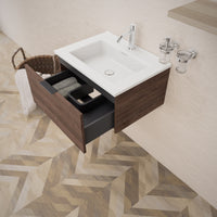 Inda - Mobile bagno L.60 con lavabo lucido / Rovere castano 1 cassetto - Topazio