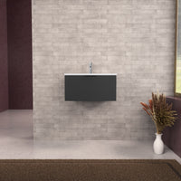 Inda - Mobile bagno L.60 con lavabo opaco / Nero opaco 1 cassetto - Topazio