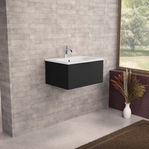 Inda - Mobile bagno L.60 con lavabo opaco / Nero opaco 1 cassetto - Topazio