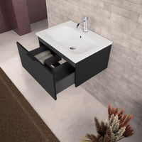 Inda - Mobile bagno L.60 con lavabo opaco / Nero opaco 1 cassetto - Topazio