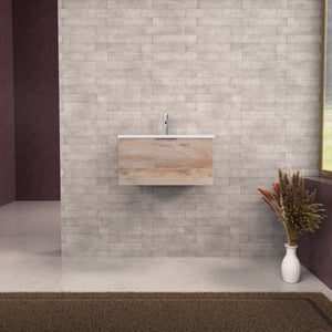 Inda - Mobile bagno L.60 con lavabo opaco / Rovere naturale 1 cassetto - Topazio