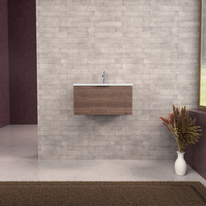 Inda - Mobile bagno L.60 con lavabo opaco / Rovere castano 1 cassetto - Topazio
