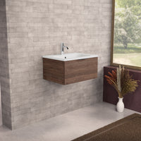 Inda - Mobile bagno L.60 con lavabo opaco / Rovere castano 1 cassetto - Topazio