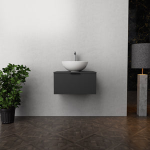 Inda - Mobile bagno L.60 con lavabo in appoggio / Nero opaco 1 cassetto - Topazio