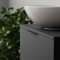 Inda - Mobile bagno L.60 con lavabo in appoggio / Nero opaco 1 cassetto - Topazio