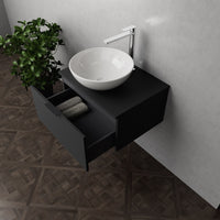 Inda - Mobile bagno L.60 con lavabo in appoggio / Nero opaco 1 cassetto - Topazio