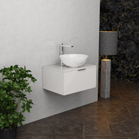 Inda - Mobile bagno L.60 con lavabo in appoggio / Bianco lucido 1 cassetto - Topazio