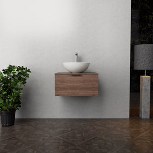 Inda - Mobile bagno L.60 con lavabo in appoggio / Rovere castano 1 cassetto - Topazio