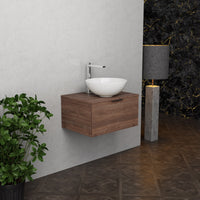 Inda - Mobile bagno L.60 con lavabo in appoggio / Rovere castano 1 cassetto - Topazio