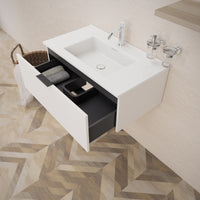 Inda - Mobile bagno L.80 con lavabo lucido / Bianco opaco 1 cassetto - Topazio