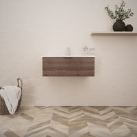 Inda - Mobile bagno L.80 con lavabo lucido / Rovere castano 1 cassetto - Topazio