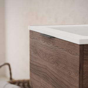 Inda - Mobile bagno L.80 con lavabo lucido / Rovere castano 1 cassetto - Topazio