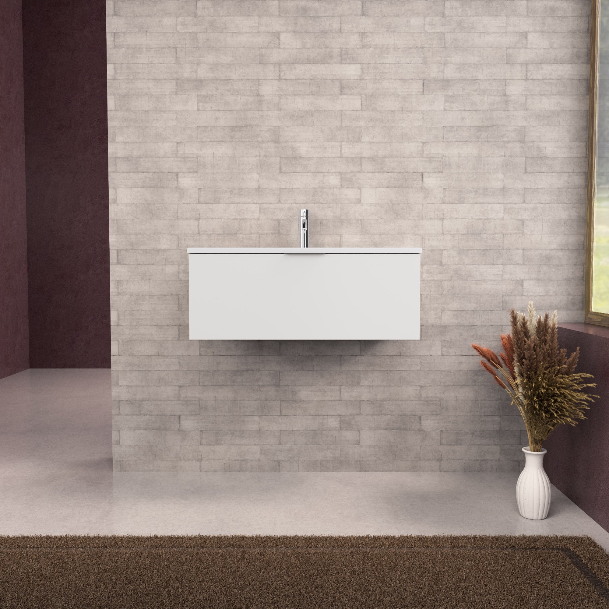 Inda - Mobile bagno L.80 con lavabo opaco / Bianco opaco 1 cassetto - Topazio