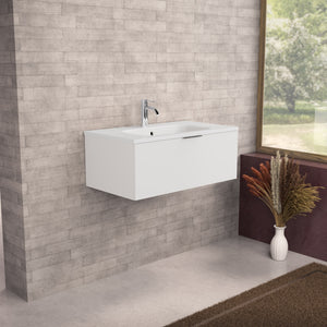Inda - Mobile bagno L.80 con lavabo opaco / Bianco opaco 1 cassetto - Topazio