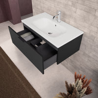 Inda - Mobile bagno L.80 con lavabo opaco / Nero opaco 1 cassetto - Topazio