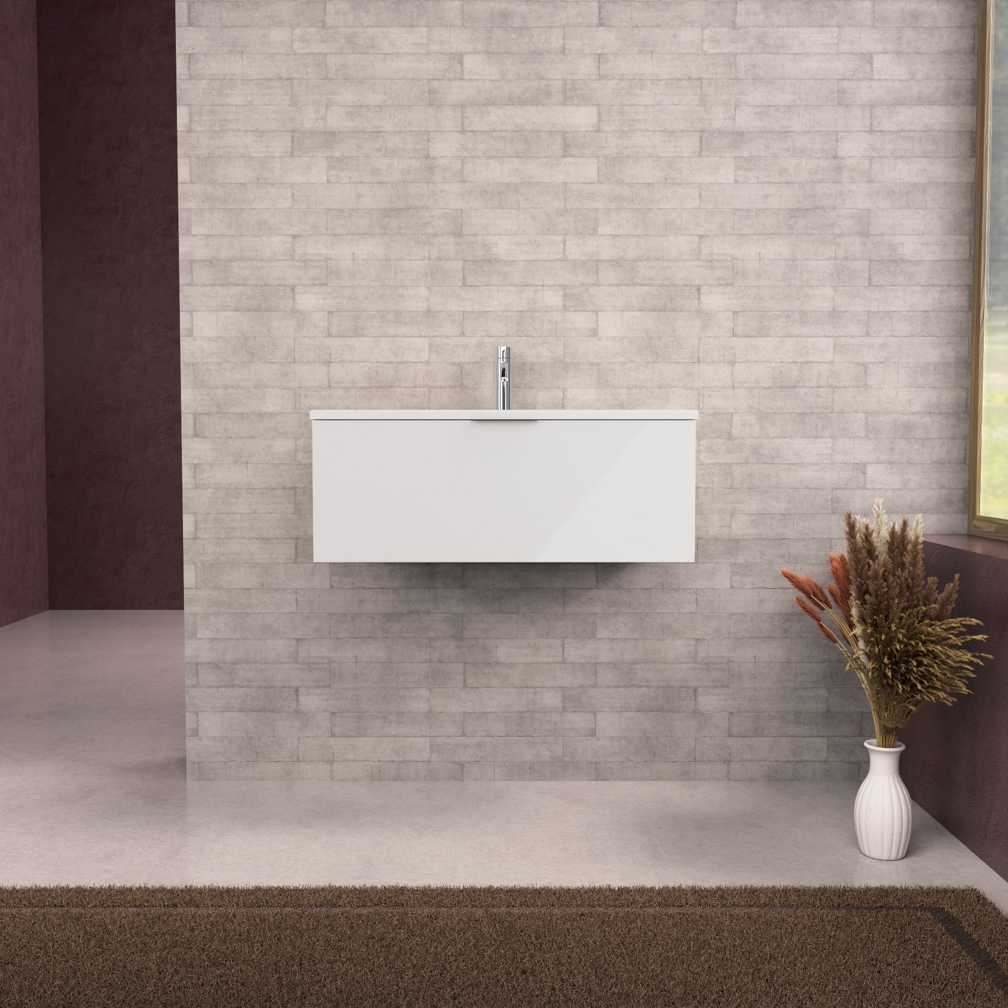 Inda - Mobile bagno L.80 con lavabo opaco / Bianco lucido 1 cassetto - Topazio