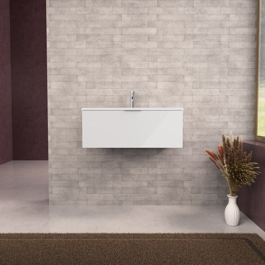 Inda - Mobile bagno L.80 con lavabo opaco / Bianco lucido 1 cassetto - Topazio