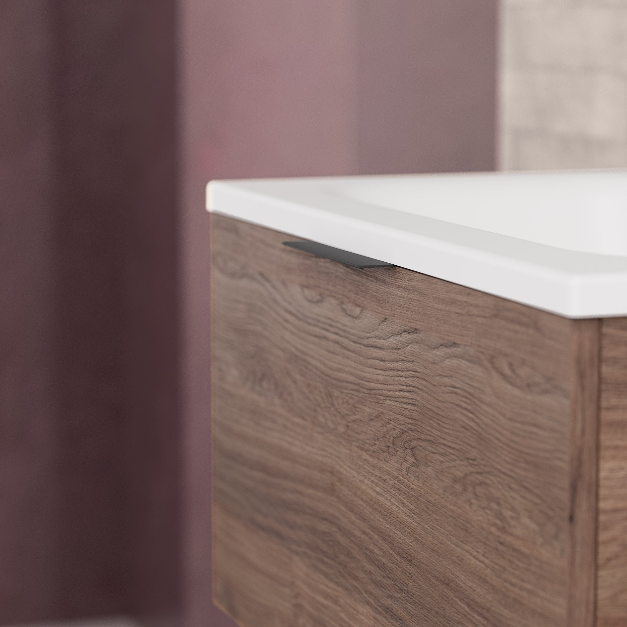 Inda - Mobile bagno L.80 con lavabo opaco / Rovere castano 1 cassetto - Topazio