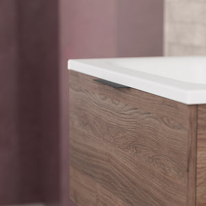 Inda - Mobile bagno L.80 con lavabo opaco / Rovere castano 1 cassetto - Topazio