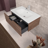Inda - Mobile bagno L.80 con lavabo opaco / Rovere castano 1 cassetto - Topazio