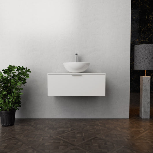 Inda - Mobile bagno L.80 con lavabo in appoggio / Bianco opaco 1 cassetto - Topazio