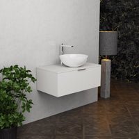 Inda - Mobile bagno L.80 con lavabo in appoggio / Bianco opaco 1 cassetto - Topazio