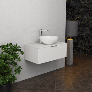 Inda - Mobile bagno L.80 con lavabo in appoggio / Bianco opaco 1 cassetto - Topazio