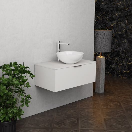 Inda - Mobile bagno L.80 con lavabo in appoggio / Bianco opaco 1 cassetto - Topazio