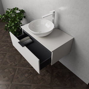 Inda - Mobile bagno L.80 con lavabo in appoggio / Bianco opaco 1 cassetto - Topazio