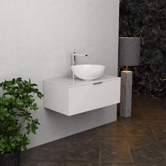 Inda - Mobile bagno L.80 con lavabo in appoggio / Bianco lucido 1 cassetto - Topazio