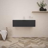 Inda - Mobile bagno L.100 con lavabo lucido / Nero opaco 1 cassetto - Topazio