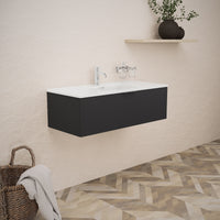 Inda - Mobile bagno L.100 con lavabo lucido / Nero opaco 1 cassetto - Topazio