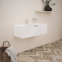 Inda - Mobile bagno L.100 con lavabo lucido / Bianco lucido 1 cassetto - Topazio