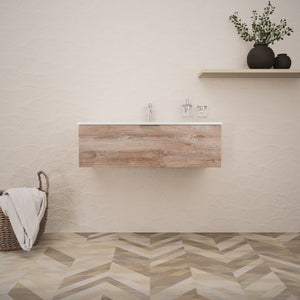 Inda - Mobile bagno L.100 con lavabo lucido / Rovere naturale 1 cassetto - Topazio