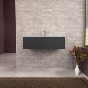 Inda - Mobile bagno L.100 con lavabo opaco / Nero opaco 1 cassetto - Topazio