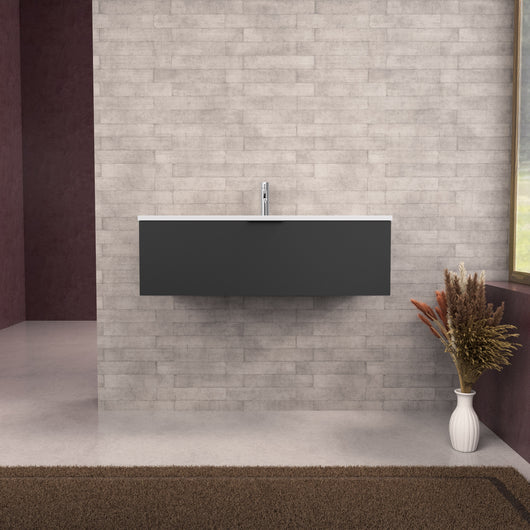 Inda - Mobile bagno L.100 con lavabo opaco / Nero opaco 1 cassetto - Topazio