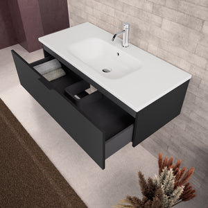 Inda - Mobile bagno L.100 con lavabo opaco / Nero opaco 1 cassetto - Topazio