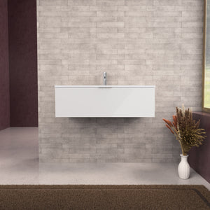Inda - Mobile bagno L.100 con lavabo opaco / Bianco lucido 1 cassetto - Topazio