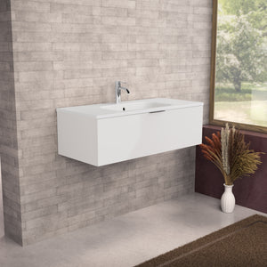 Inda - Mobile bagno L.100 con lavabo opaco / Bianco lucido 1 cassetto - Topazio