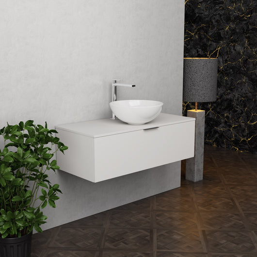 Inda - Mobile bagno L.100 con lavabo in appoggio / Bianco opaco 1 cassetto - Topazio