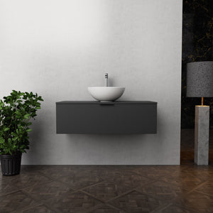 Inda - Mobile bagno L.100 con lavabo in appoggio / Nero opaco 1 cassetto - Topazio